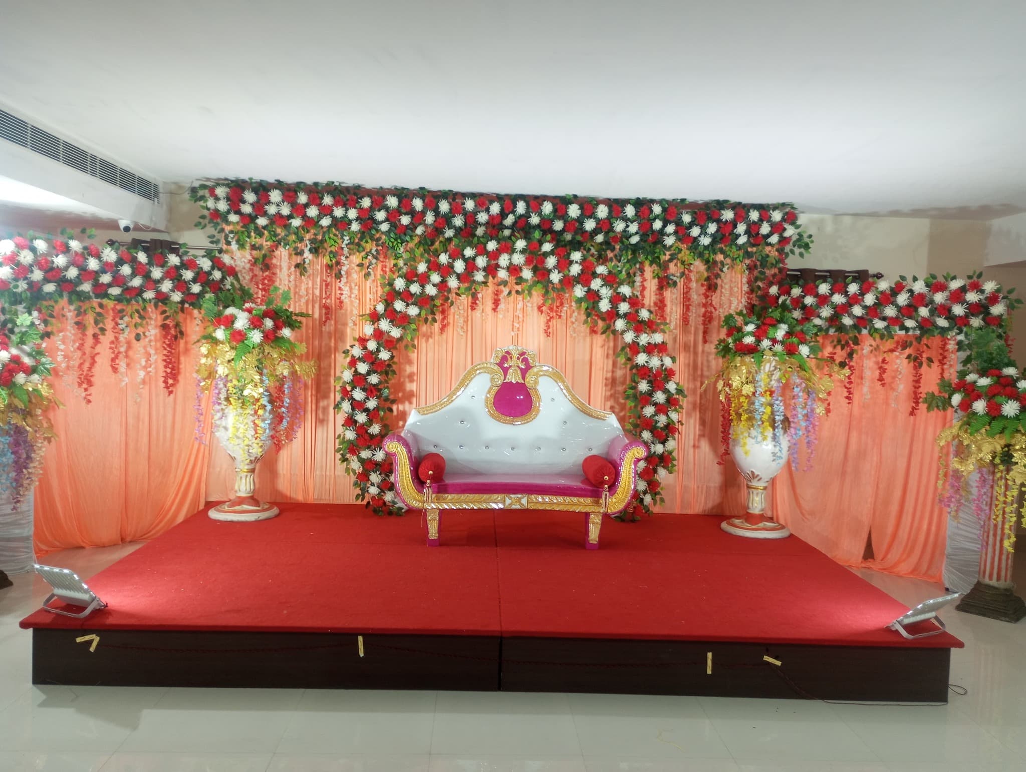 Decorated event stage inside Welcome Tower Gaya