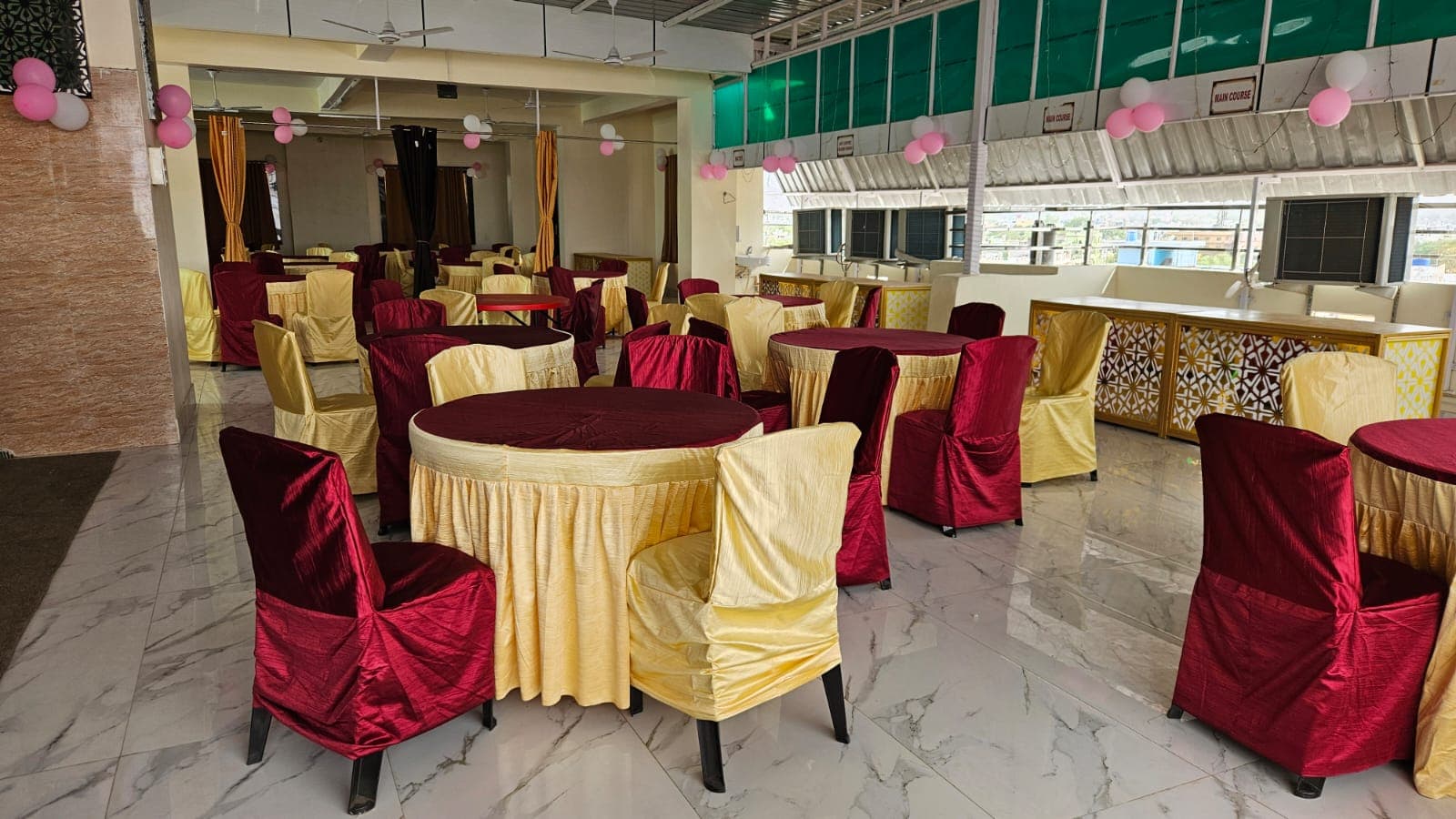 The Terrace Hall dining setup at Welcome Tower Gaya